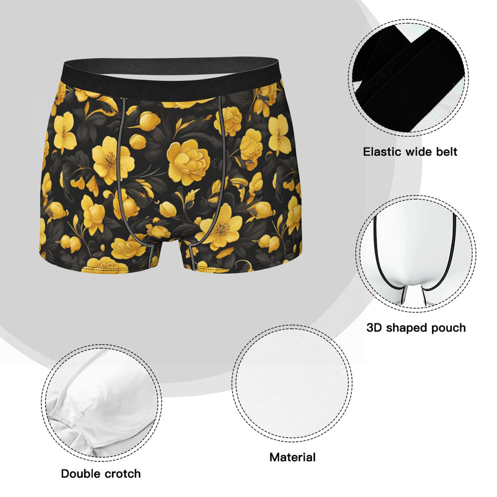 Yellow Flowers Men's Underwear (Multi-Faceted Design)
