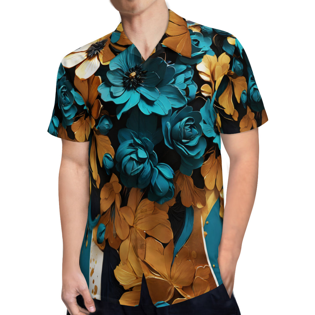 Vibrant Teal Short Sleeves Men's Shirt