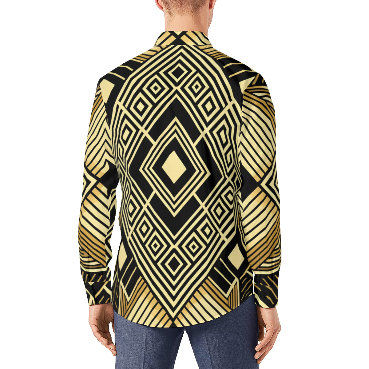 Golden Geometric Shapes Long Sleeves Shirt