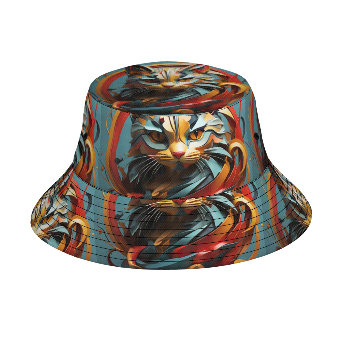 Abstract Cat Double-Sided Unisex Polyester Bucket Hat