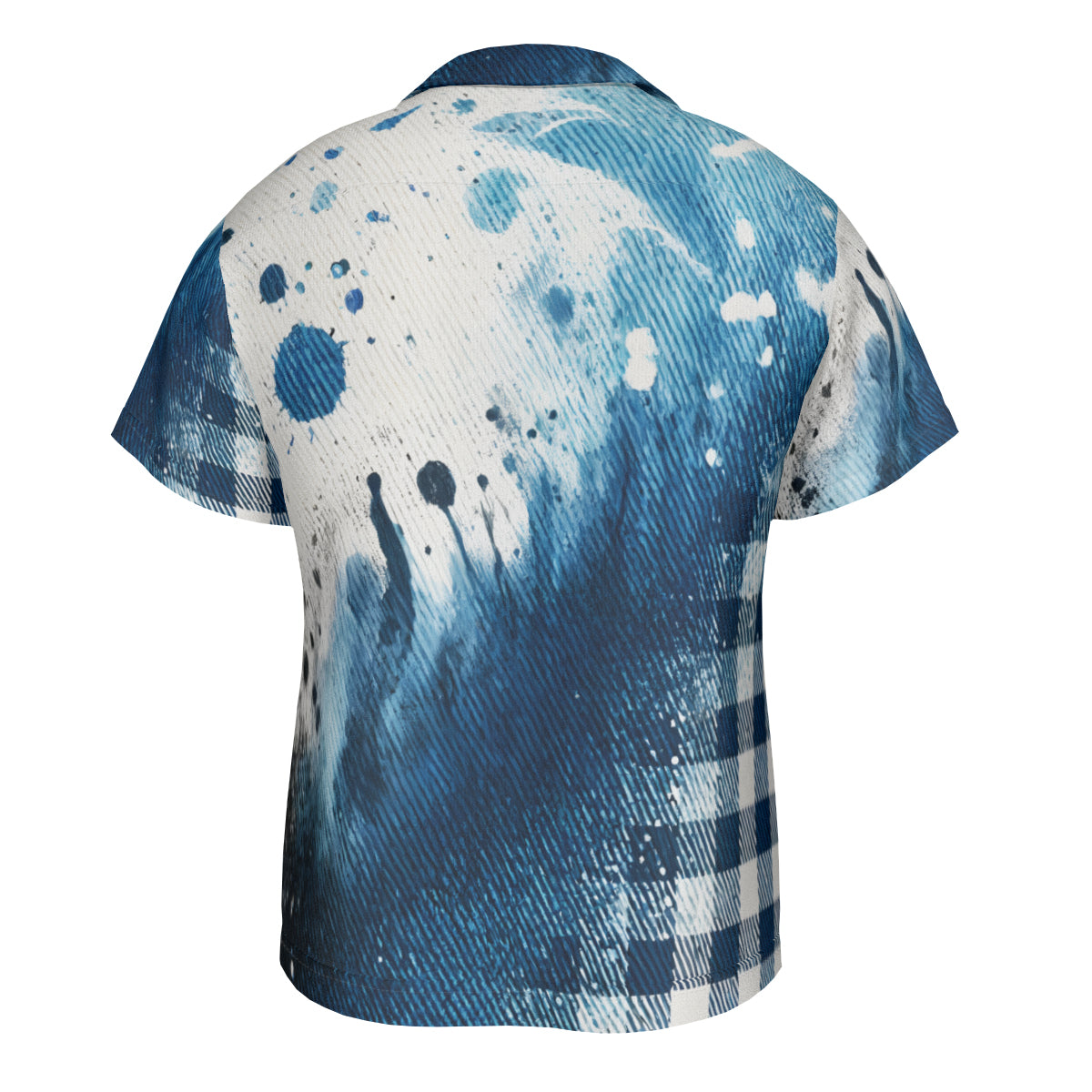 Textured Denim Pattern Short Sleeves Men's Shirt