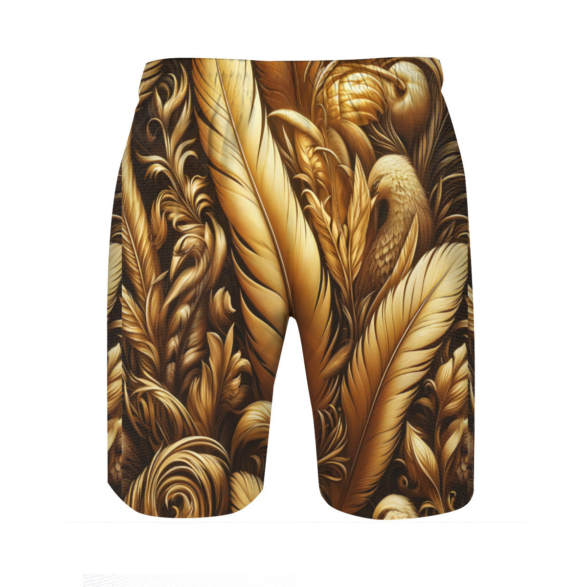 Golden Feathers Men's Beach Shorts (Not Mesh Lined) | Polyester