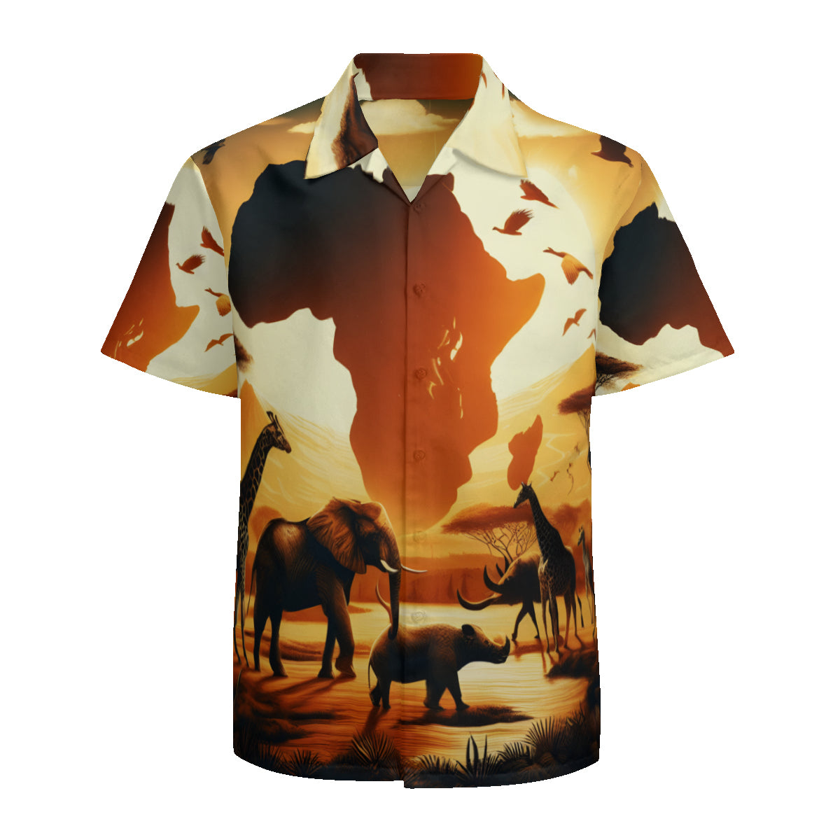 Africa Sunset Short Sleeves Men's Shirt