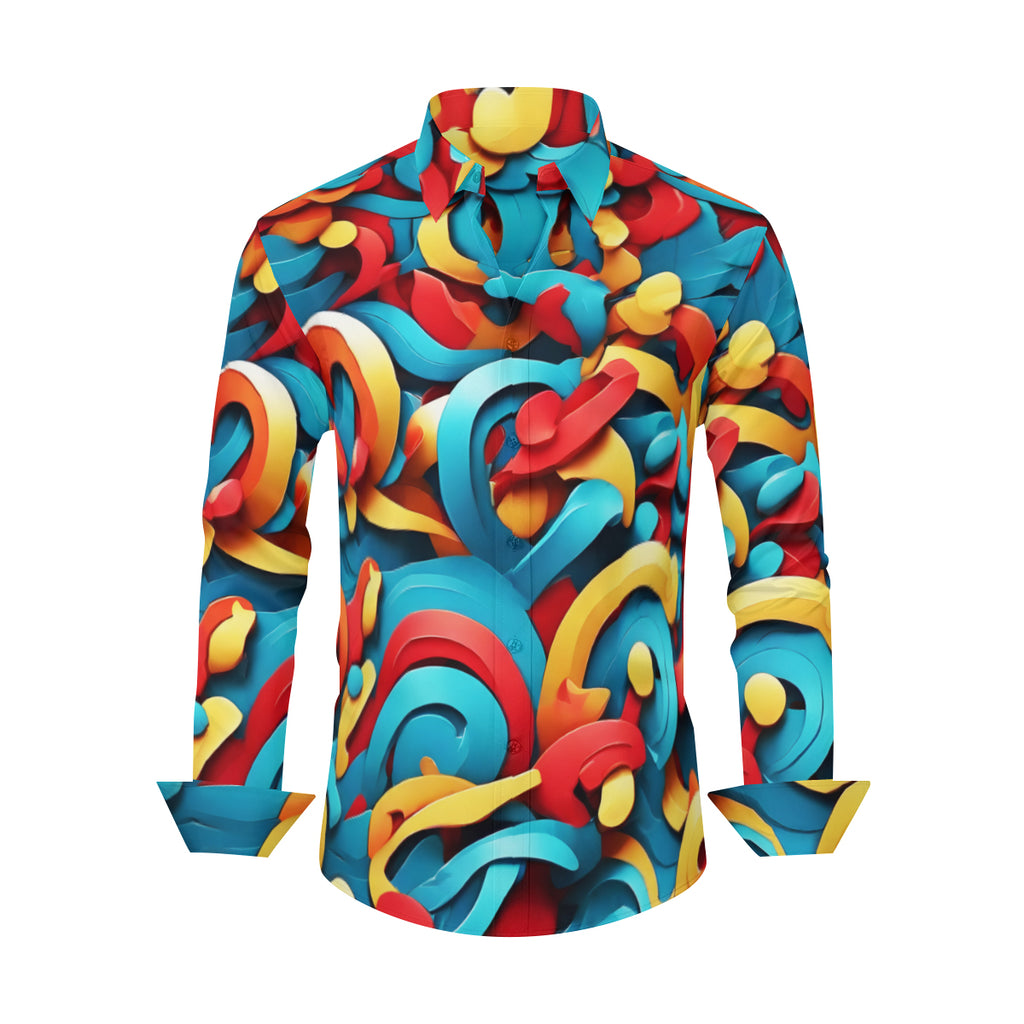 Abstract Men's Classic Long-Sleeved Shirt | Polyester