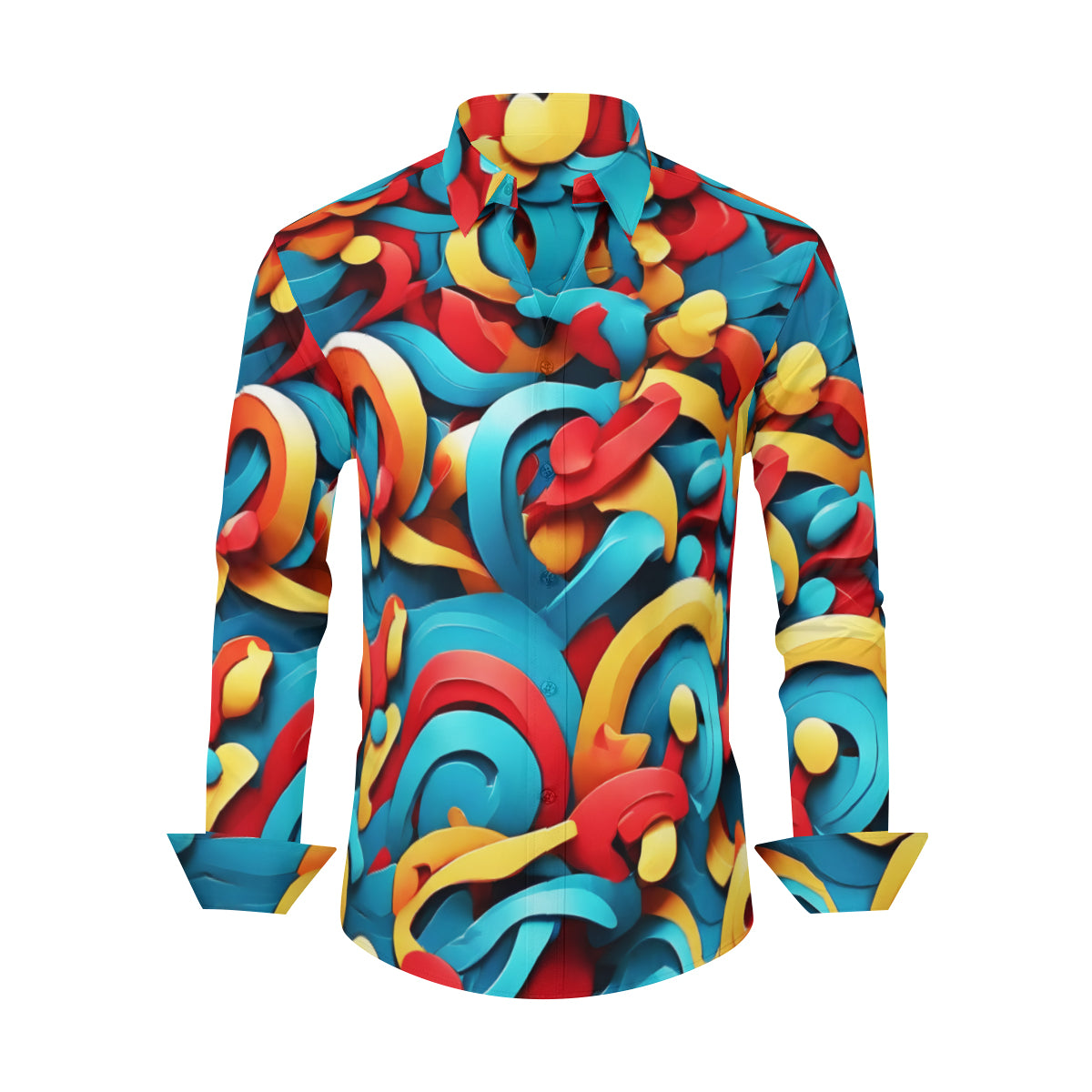 Abstract Men's Classic Long-Sleeved Shirt | Polyester