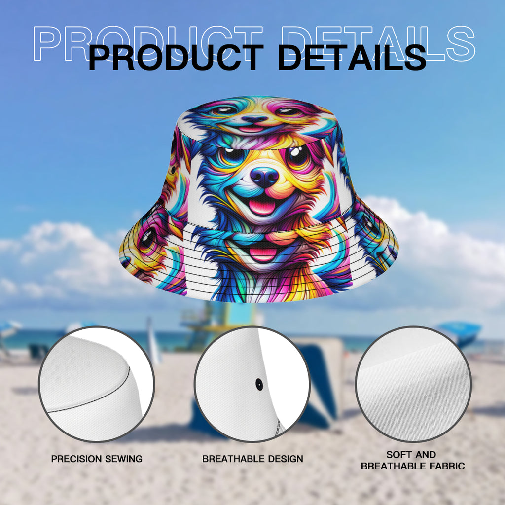 Vibrant Dog Double-Sided Unisex Polyester Bucket Hat