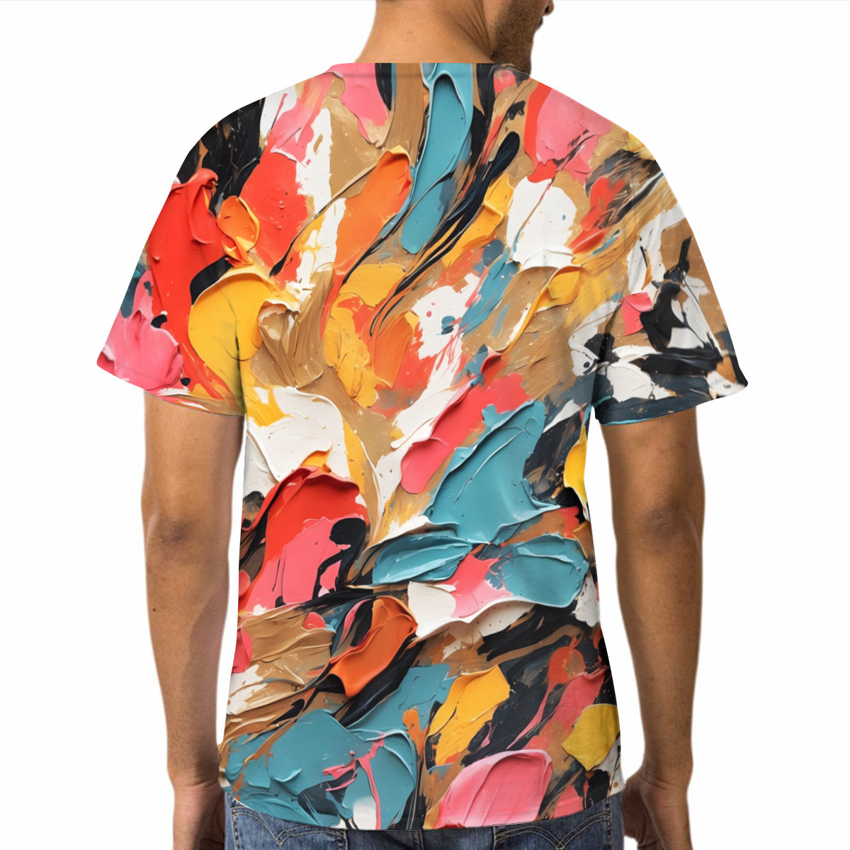 Abstract Design Men's Short-Sleeved Mesh Cloth T-Shirt｜Polyester