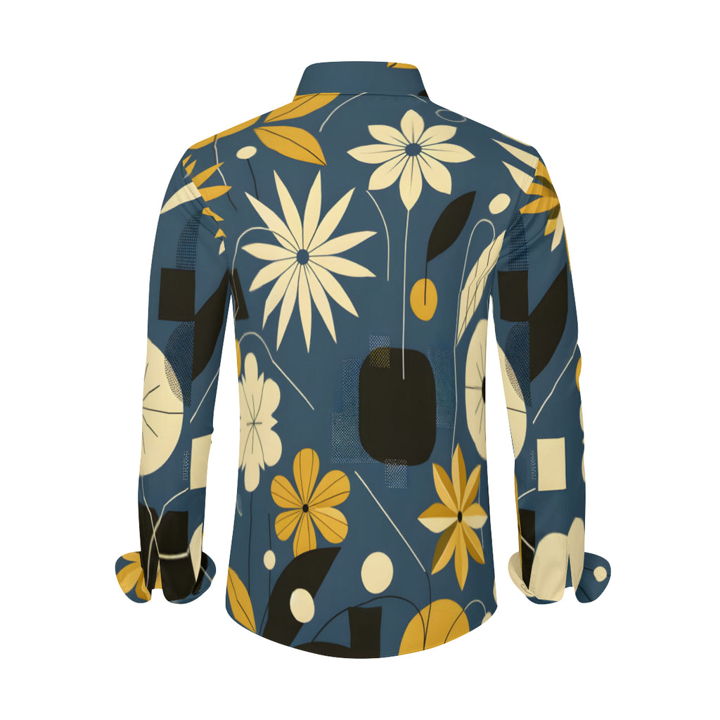 Floral Men's Classic Long-Sleeved Shirt | Polyester