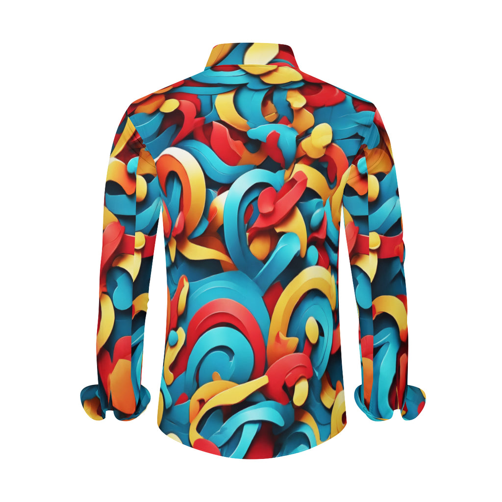 Abstract Men's Classic Long-Sleeved Shirt | Polyester