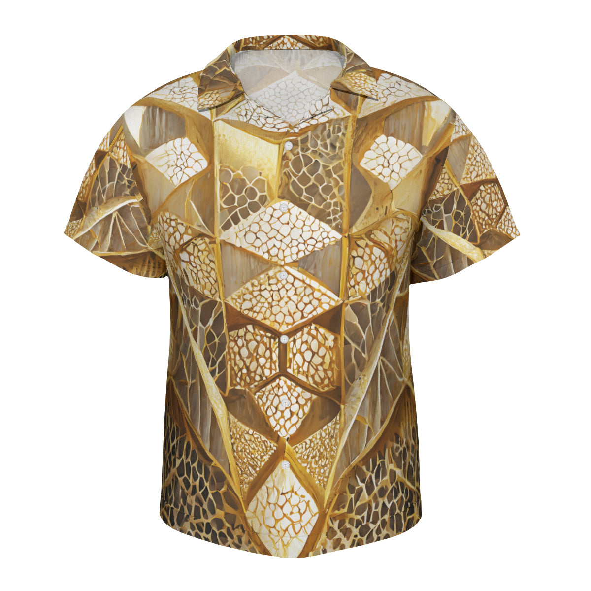 Golden Architectural Pattern Short Sleeves Men's Shirt