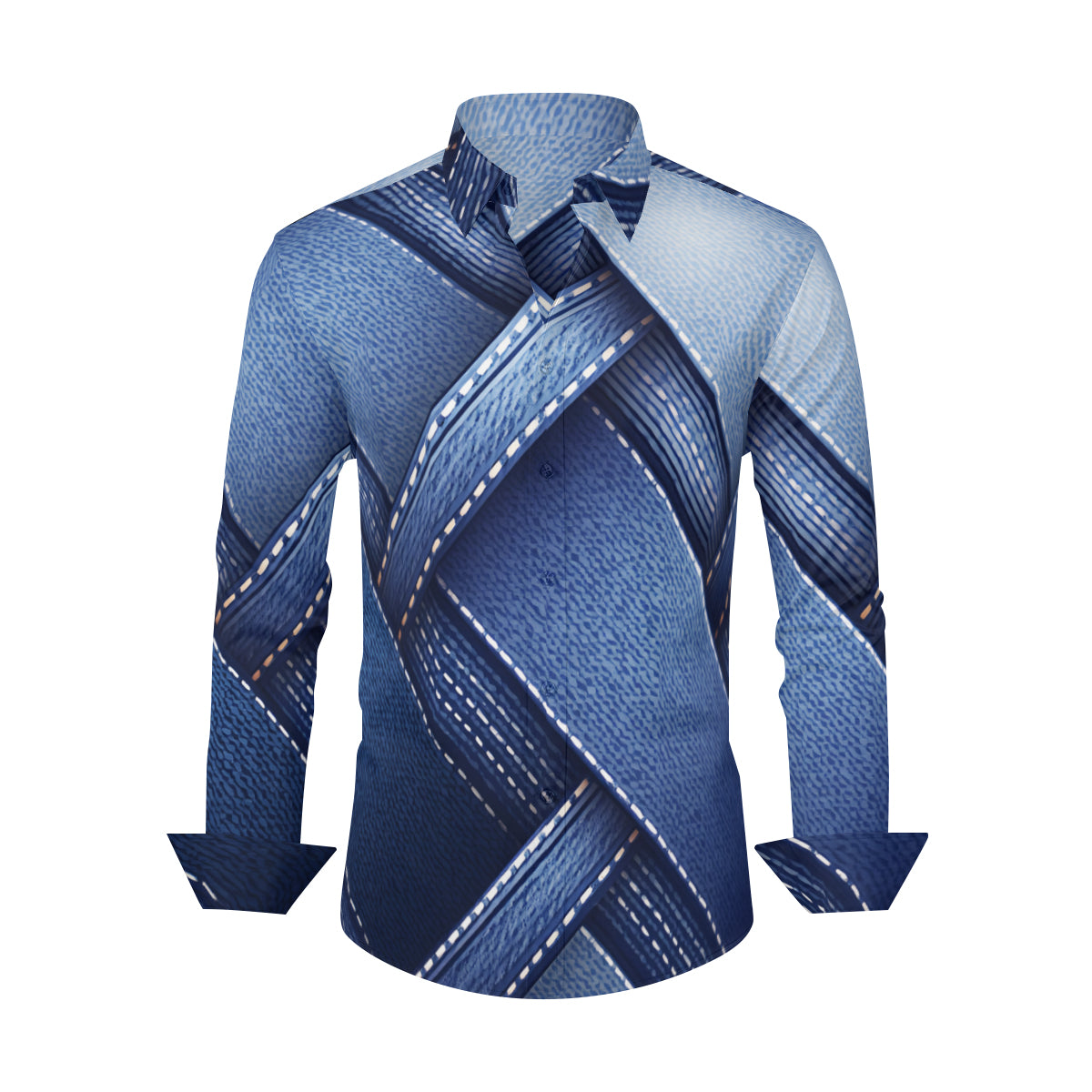Abstract Denim Design Long Sleeves Men's Shirt