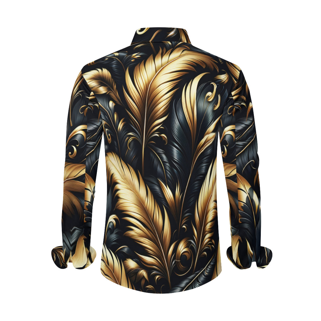 Golden Feathers Men's Classic Long-Sleeved Shirt | Polyester