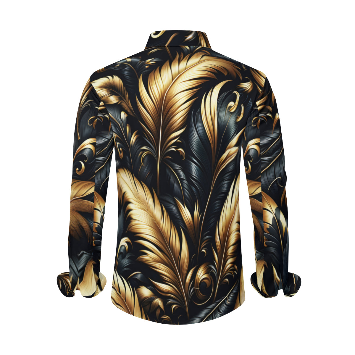Golden Feathers Men's Classic Long-Sleeved Shirt | Polyester