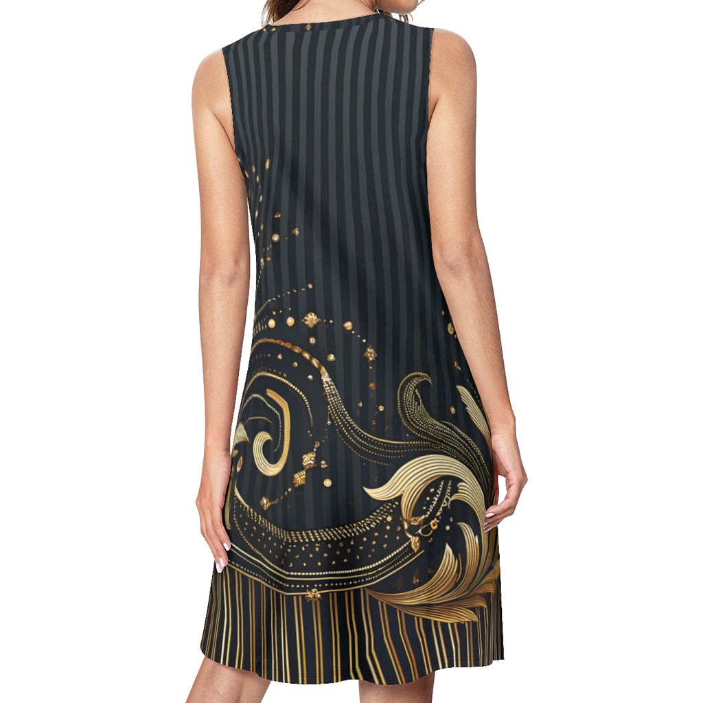 Elegant Black Women's Casual Dress | Polyester