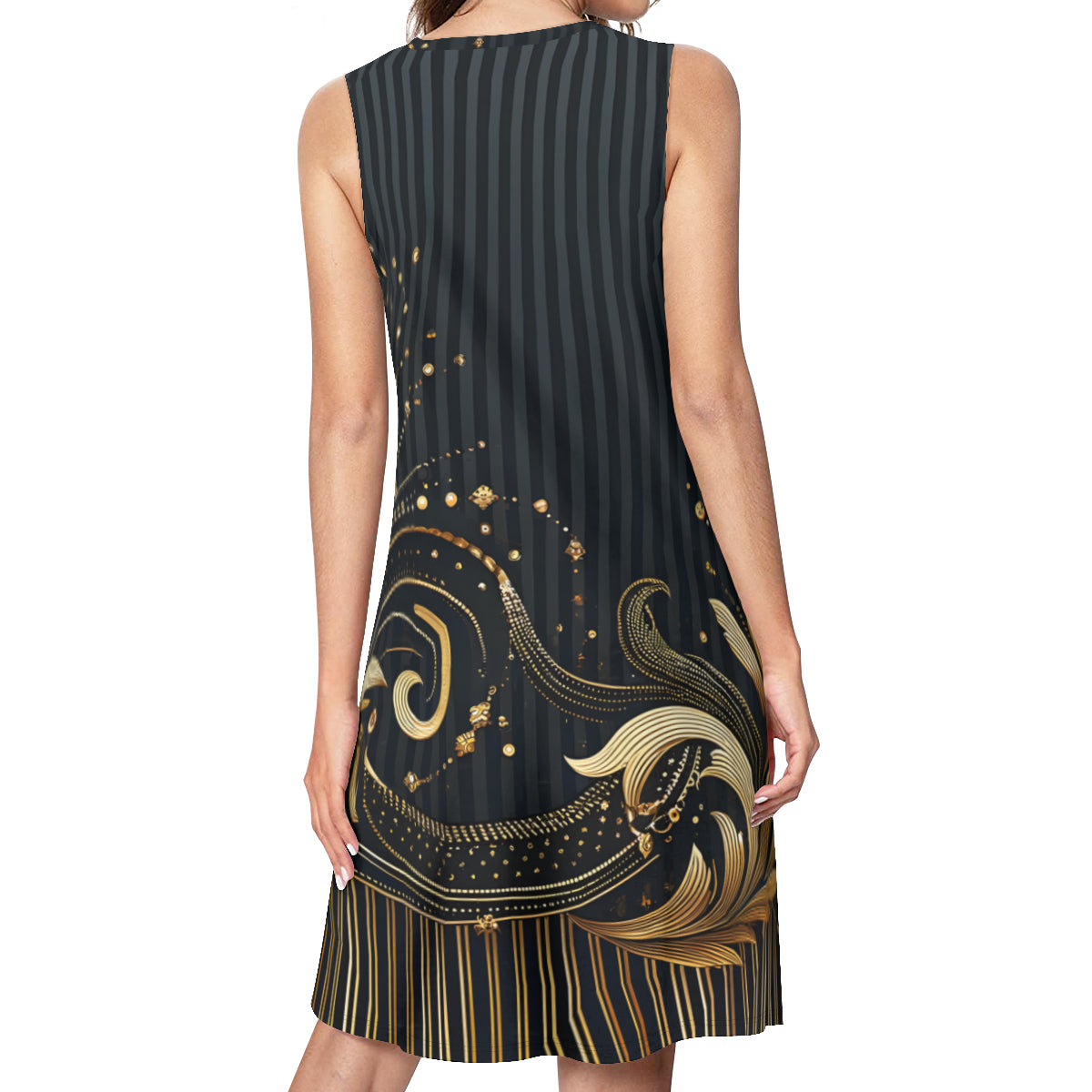 Elegant Black Women's Casual Dress | Polyester
