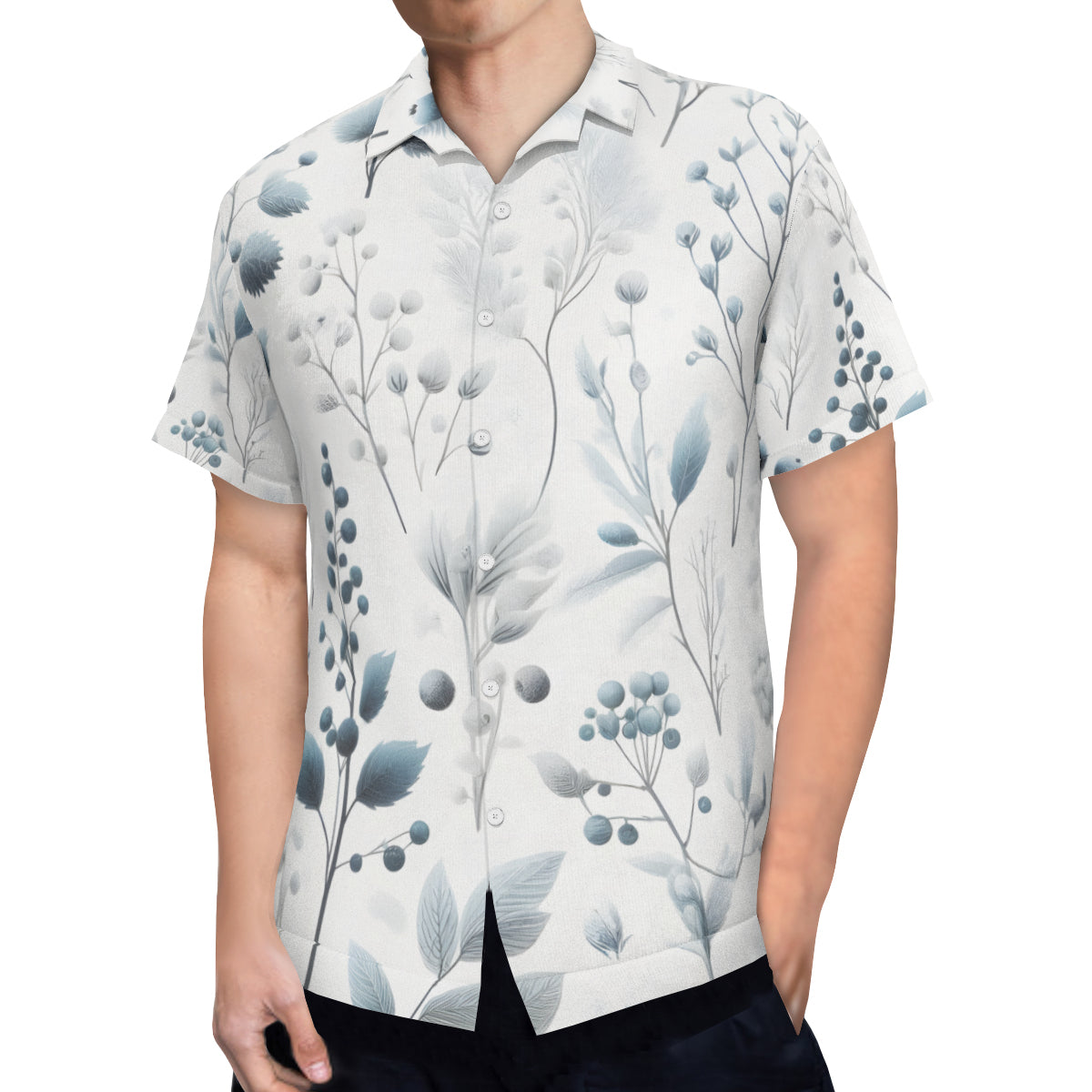 Minimalistic Floral Short Sleeves Men's Shirt