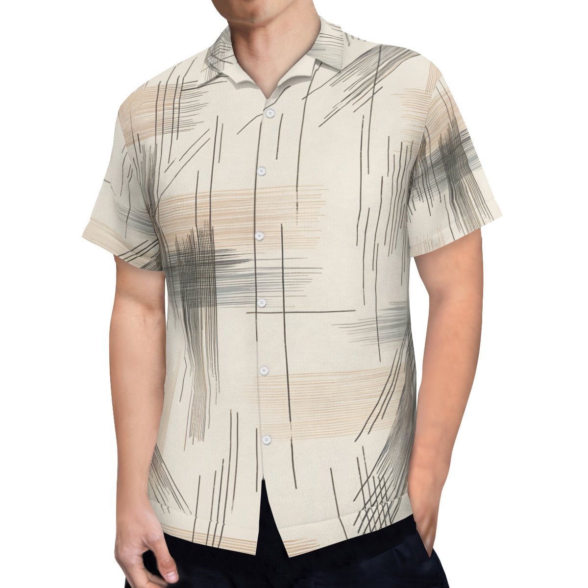 Minimalistic Abstract Short Sleeves Men's Shirt