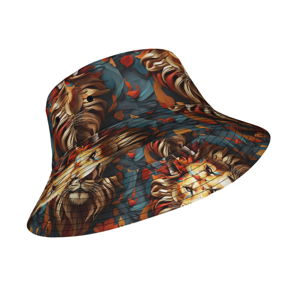 Lion Double-Sided Unisex Polyester Bucket Hat