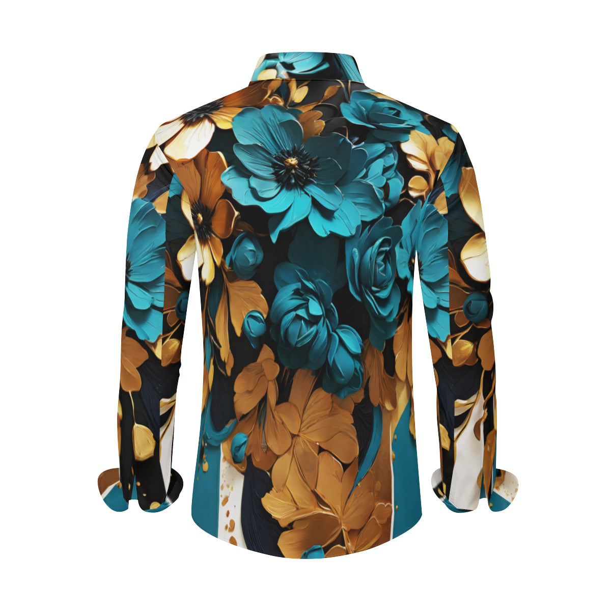 Abstract 3D Floral Long Sleeves Men's Shirt