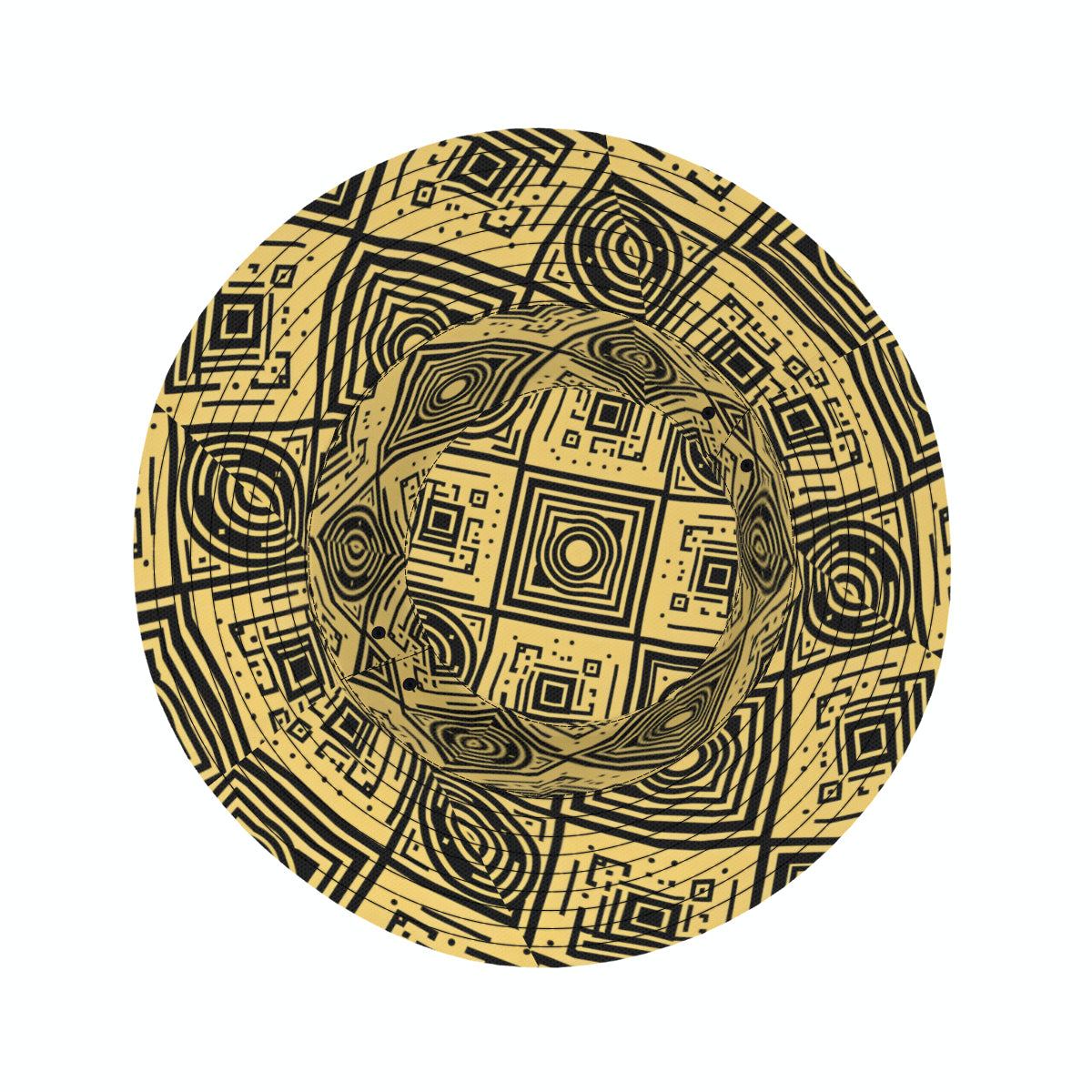 Golden Geometric Shapes Double-Sided Unisex Polyester Bucket Hat