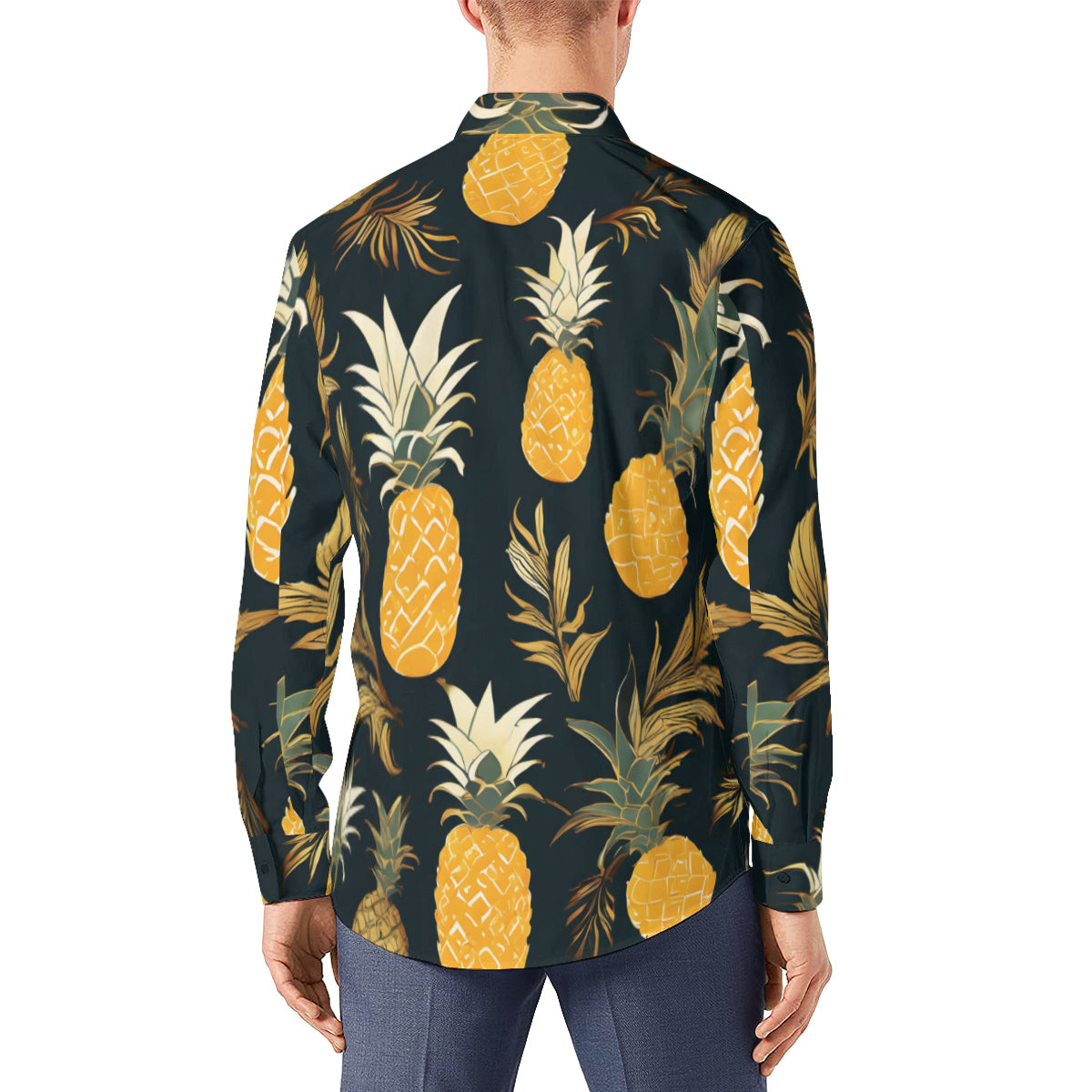Pineapple Men's Classic Long-Sleeved Shirt | Polyester
