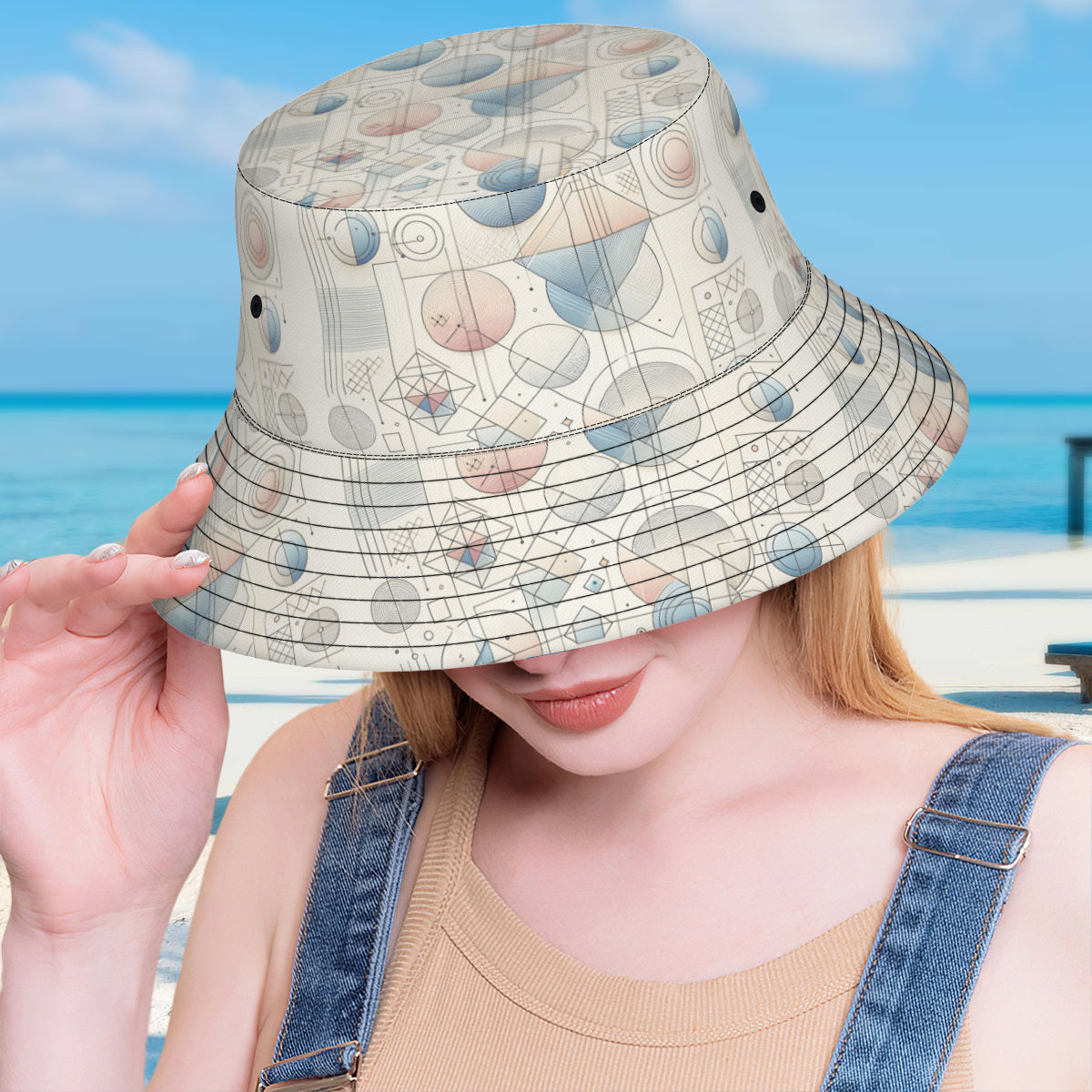 Minimalistic Geometric Shapes Double-Sided Unisex Polyester Bucket Hat