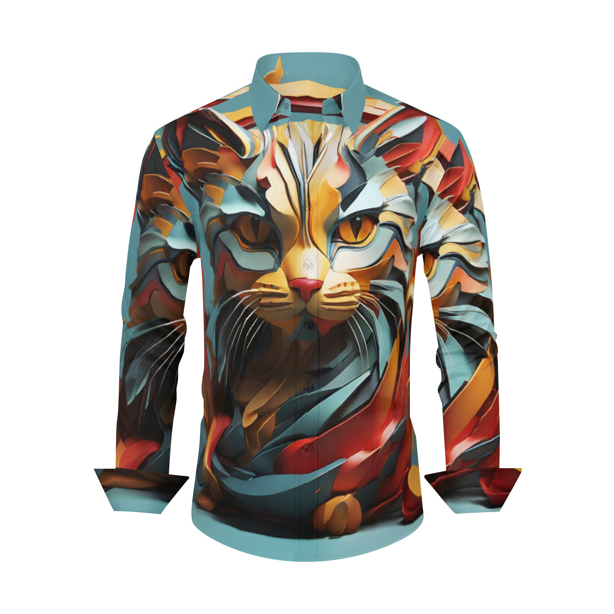 Abstract Cat Long Sleeves Men's Shirt
