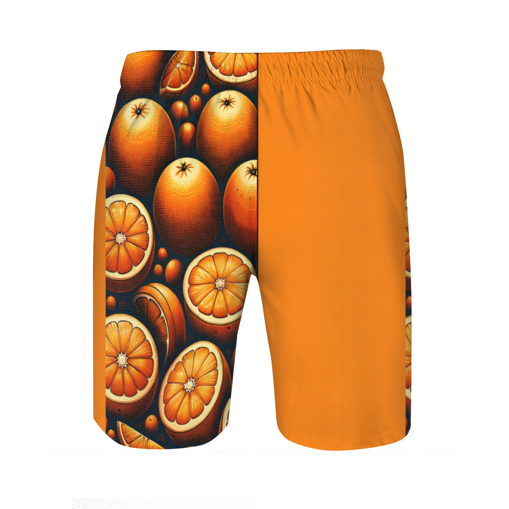 Orange Men's Beach Shorts (Not Mesh Lined) | Polyester