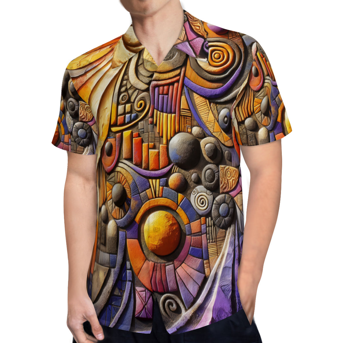 Textured Plasters Short Sleeves Men's Shirt