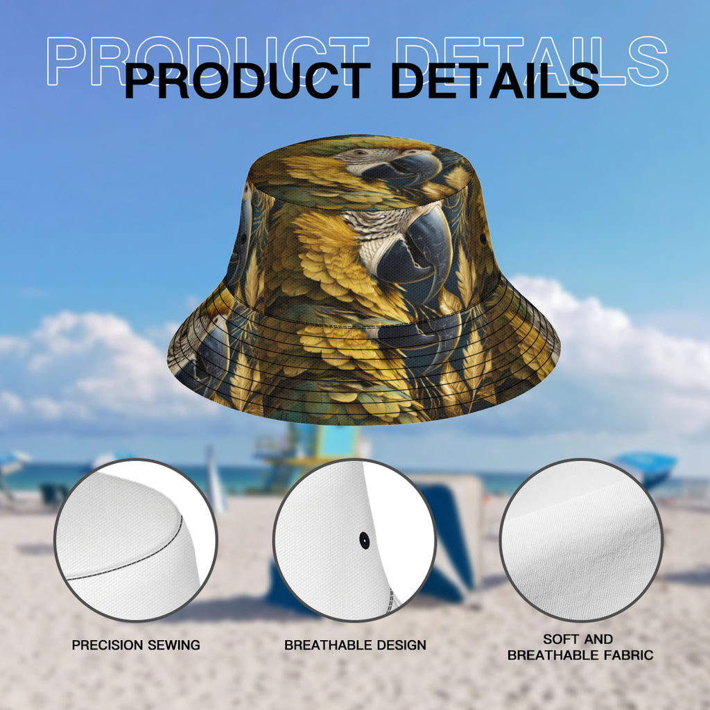 Tropical Parrot Double-Sided Unisex Polyester Bucket Hat