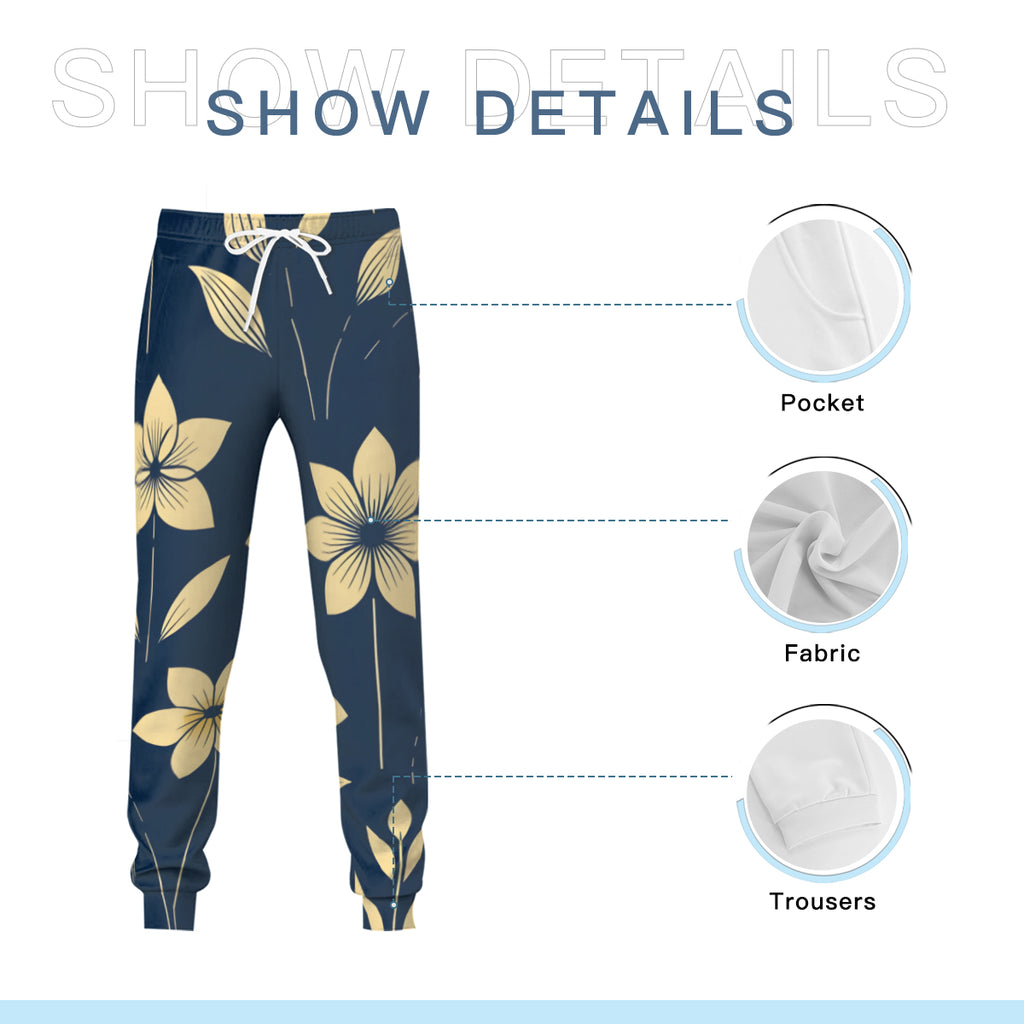 Floral Men's Adult Hoodie Set (Double-Layer Hood) | Health Fabric