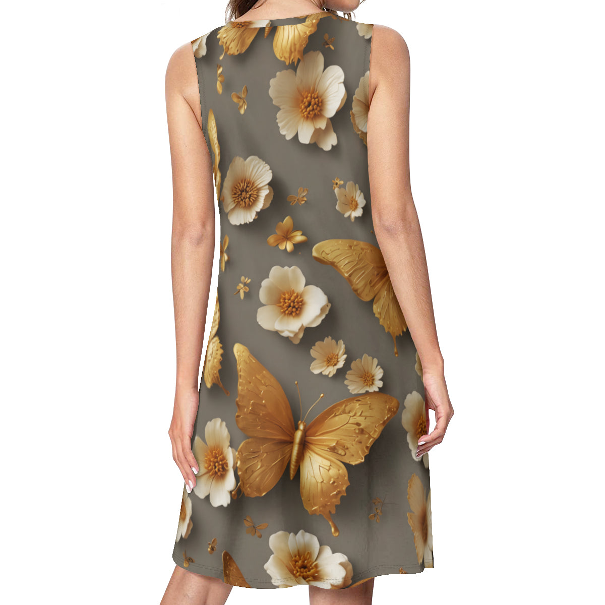 Golden Butterflies Women's Casual Dress | Polyester