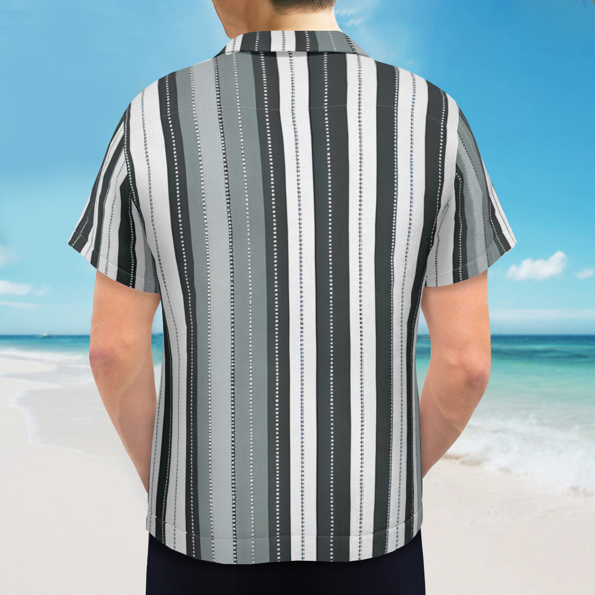 Abstract Stripes Short Sleeves Men's Shirt