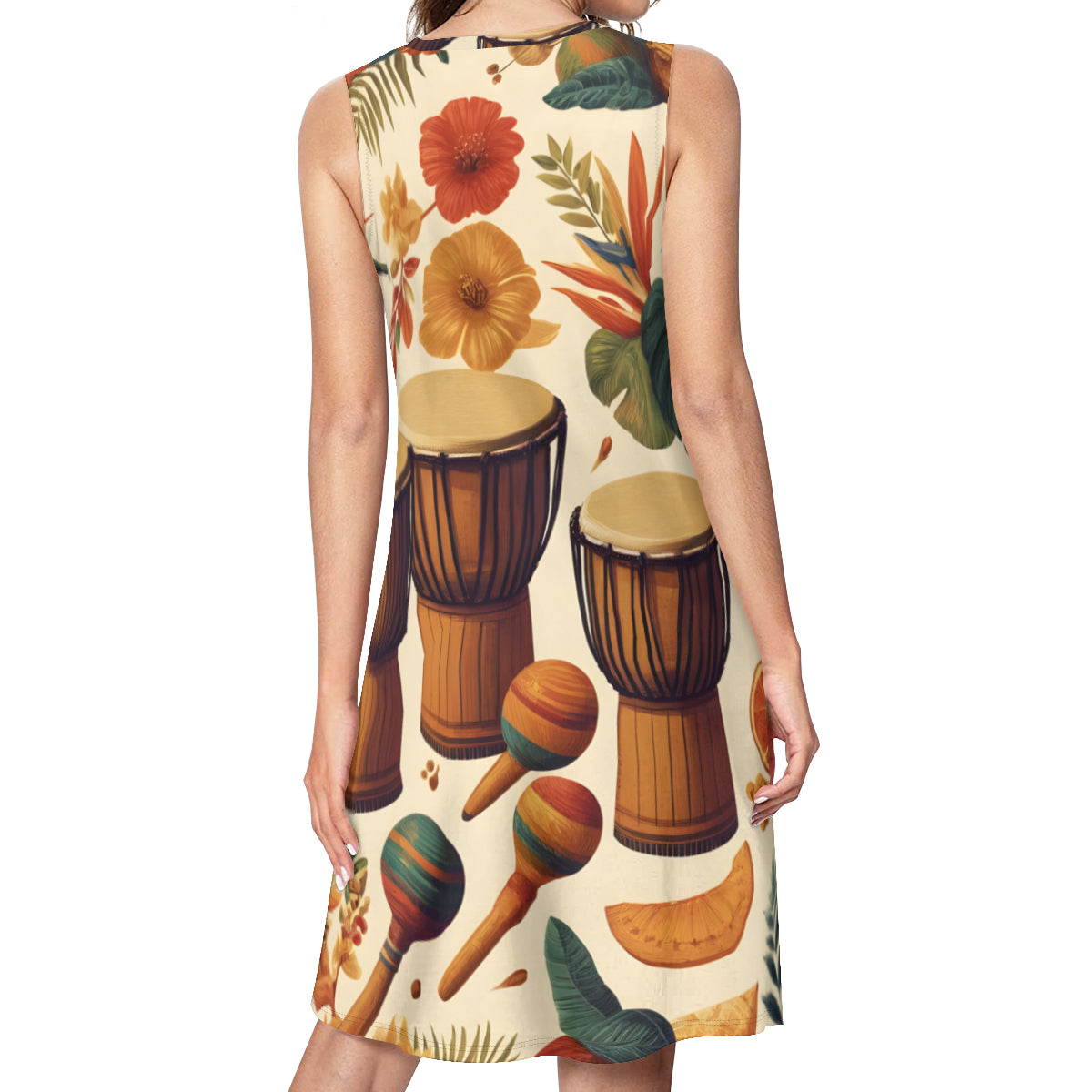 African Drums Women's Casual Dress | Polyester