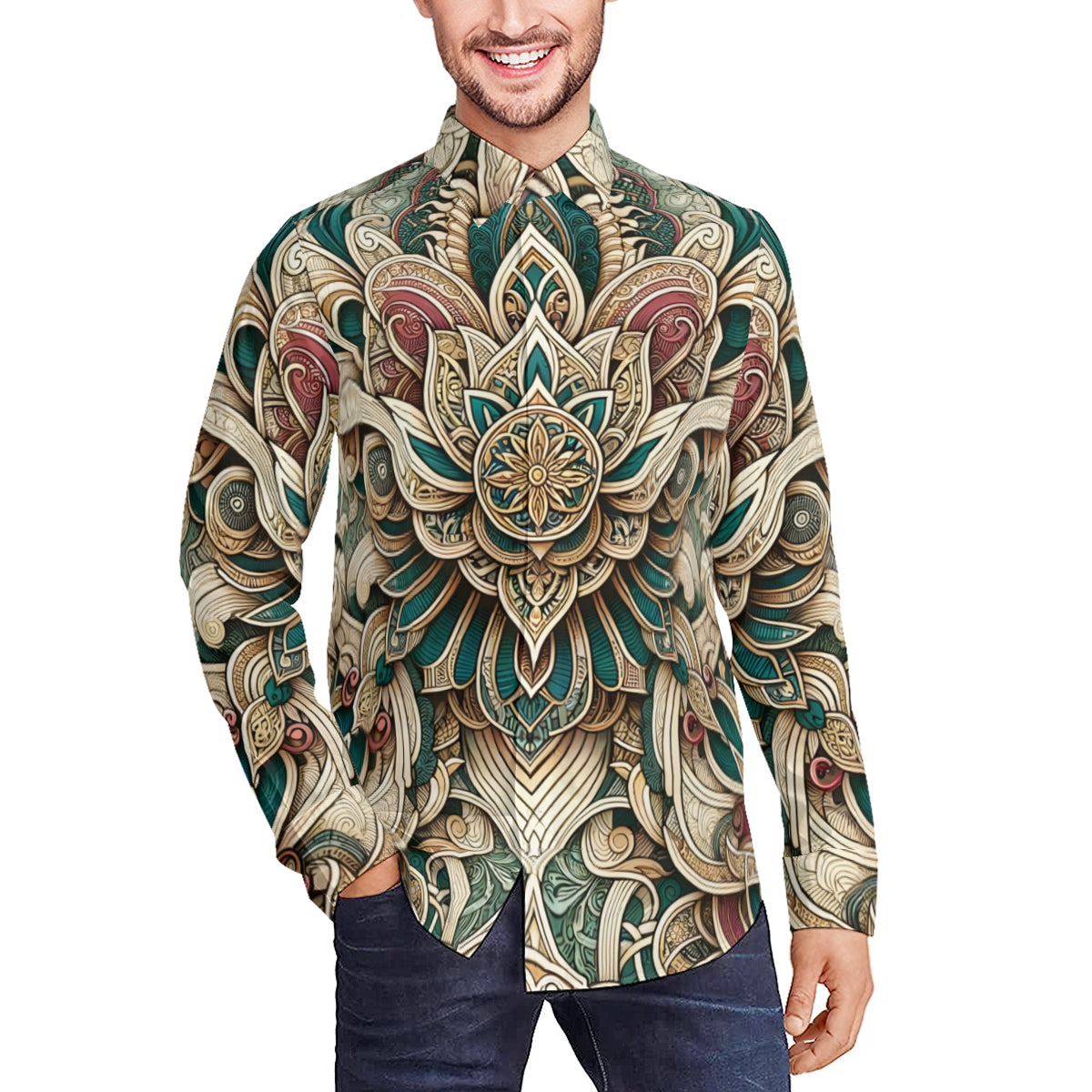 Intricate Luxury Pattern Long Sleeves Men's Shirt