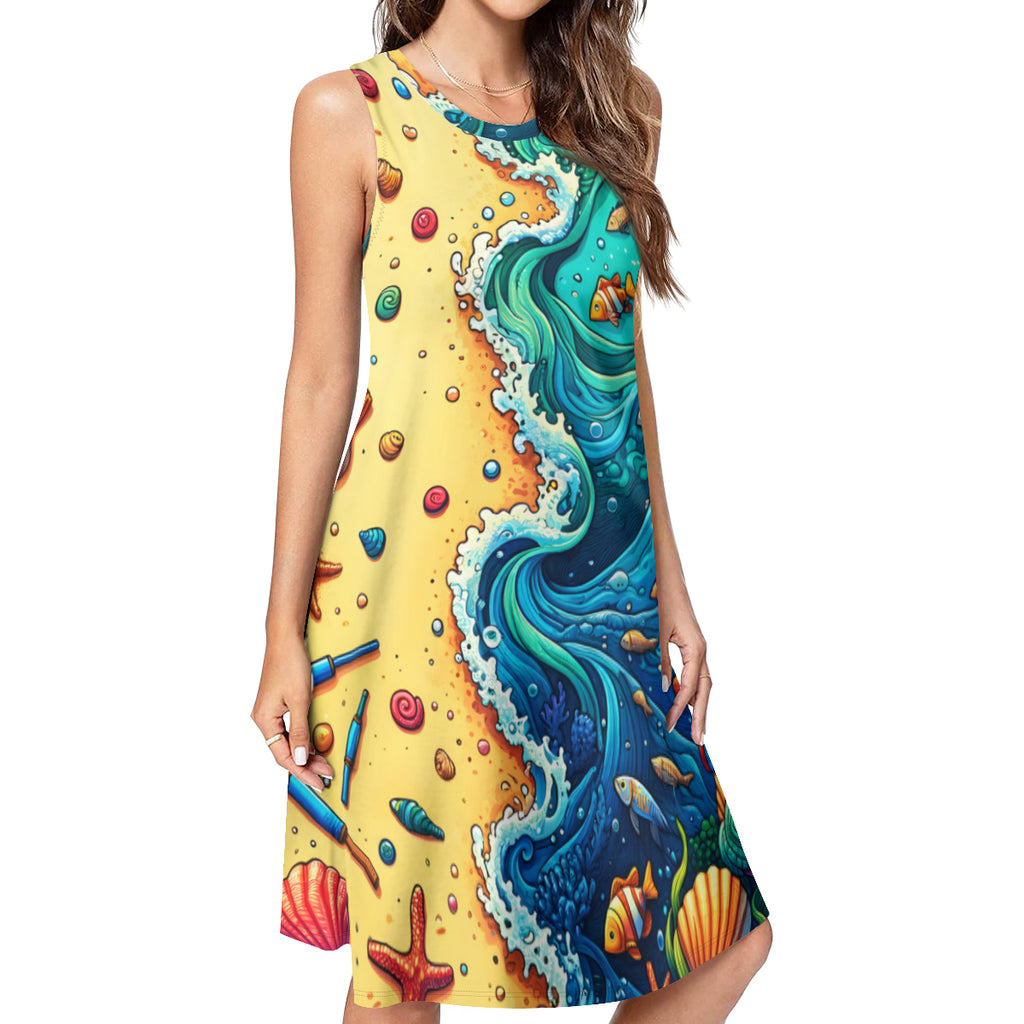 Ocean Waves Women's Casual Dress | Polyester