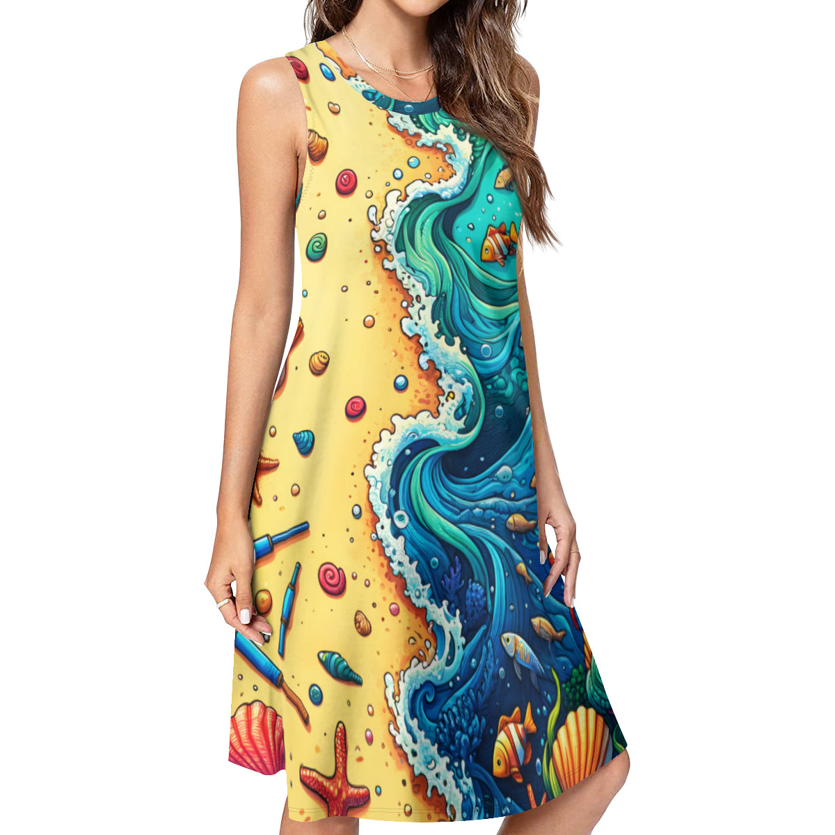 Ocean Waves Women's Casual Dress | Polyester