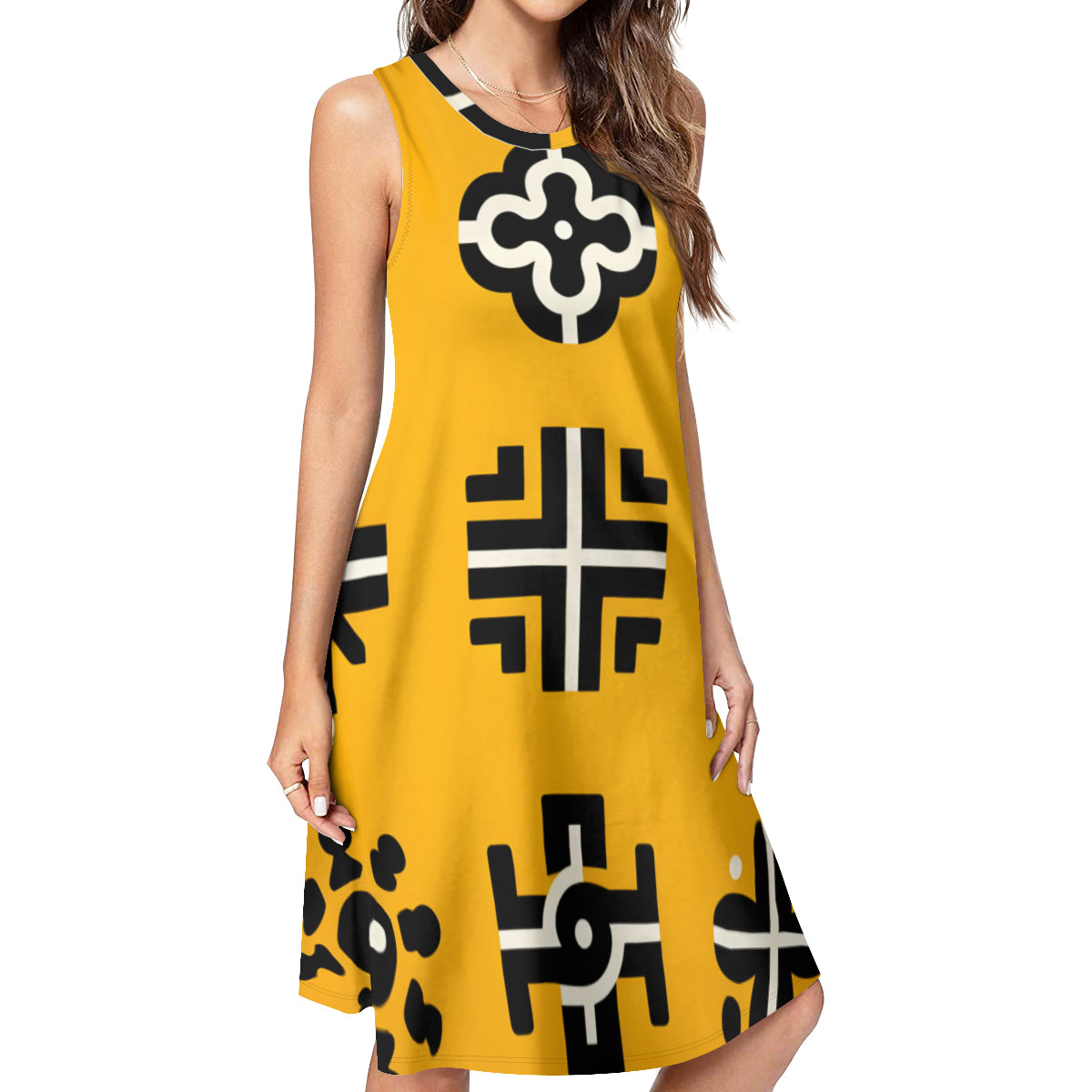 African Motifs Women's Casual Dress | Polyester