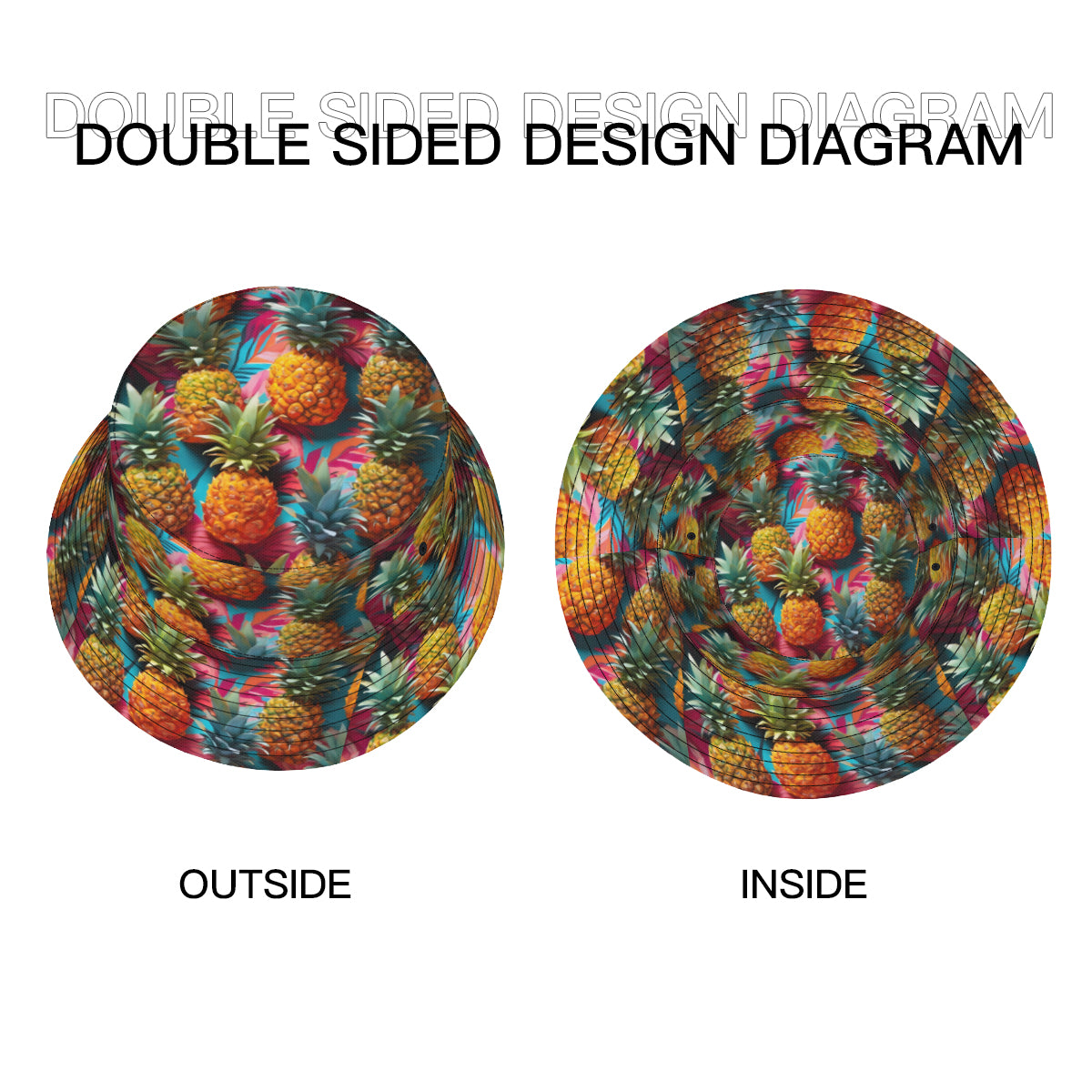 Pineapple Double-Sided Unisex Polyester Bucket Hat