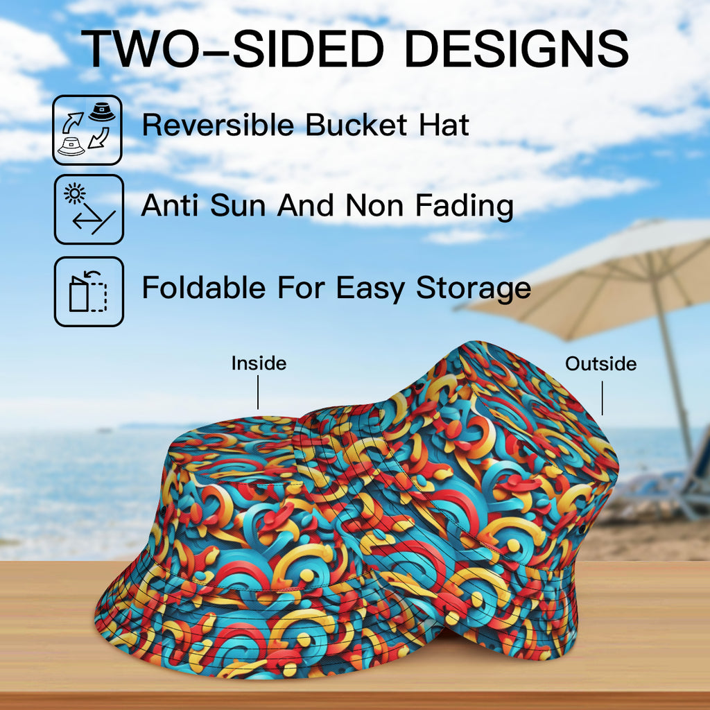 Abstract Double-Sided Unisex Polyester Bucket Hat