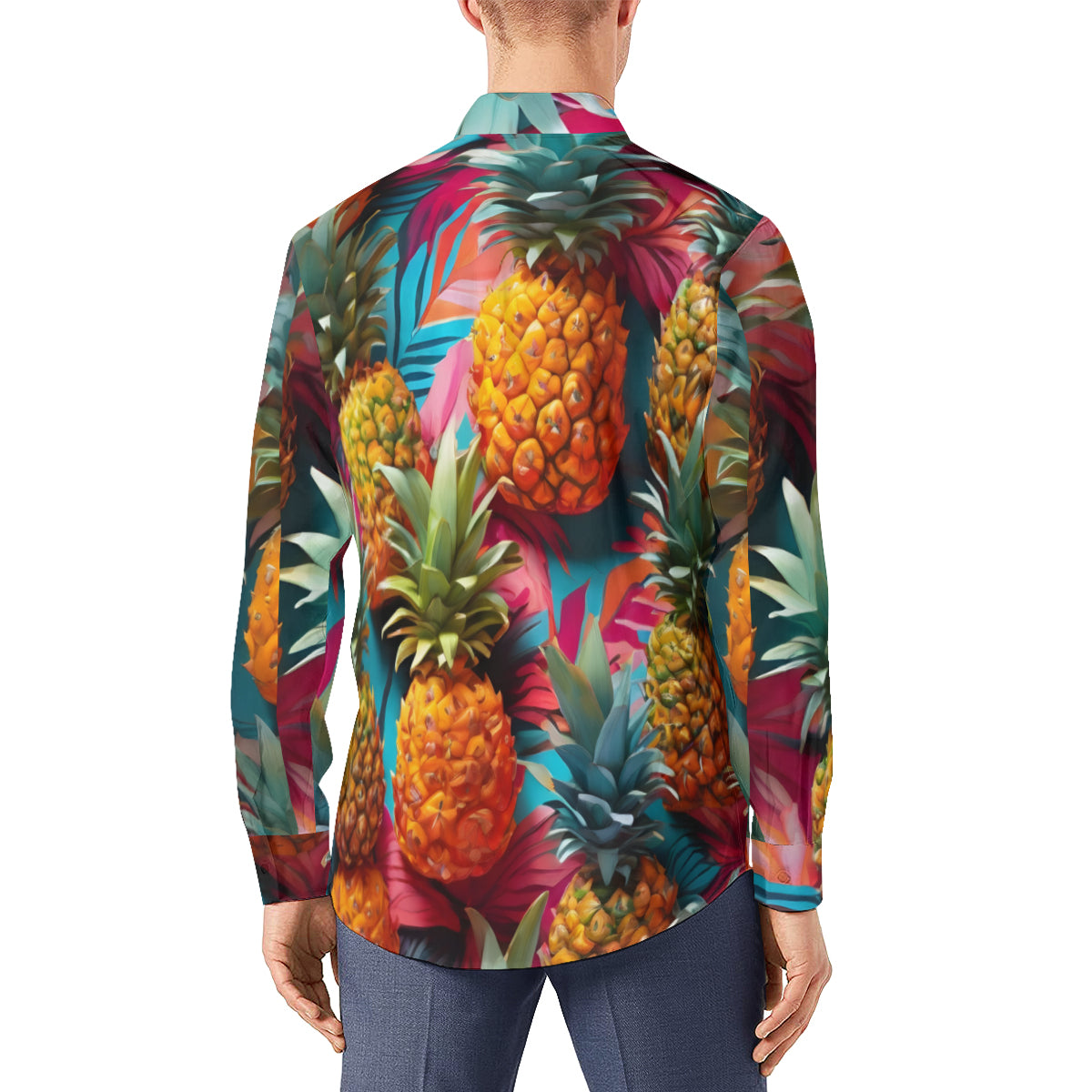 Pineapple Men's Classic Long-Sleeved Shirt | Polyester