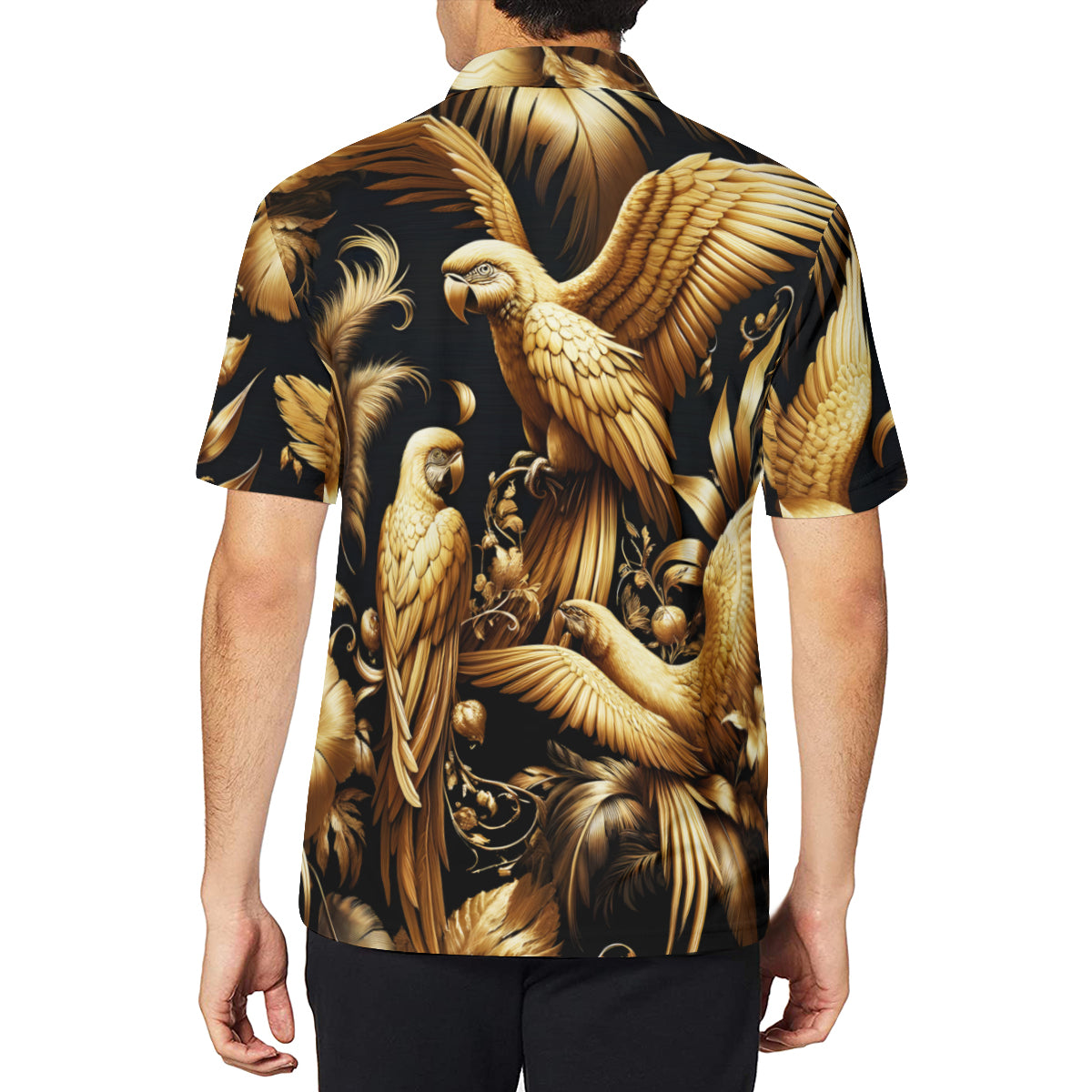 Golden Parrot Men's Premium European Size POLO Shirt | 95% Polyester+5% Spandex