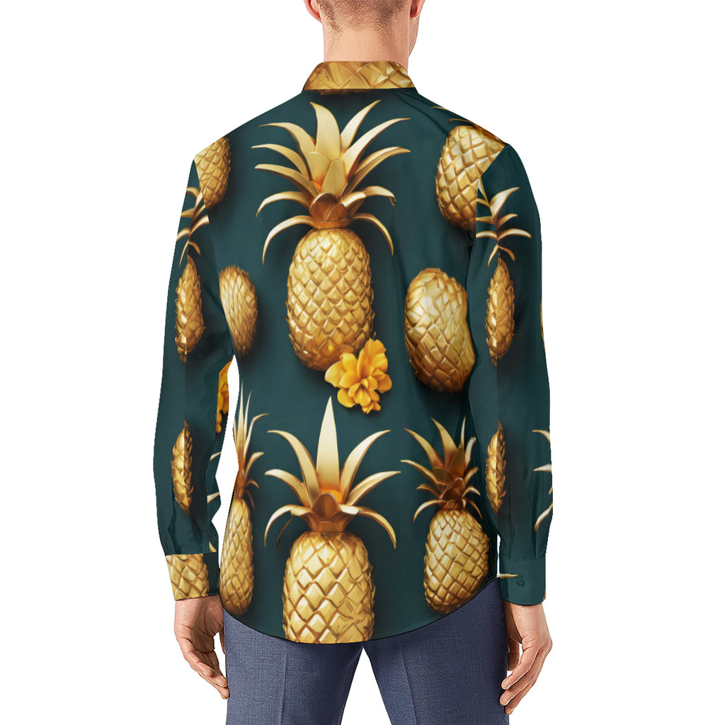 Pineapple Men's Classic Long-Sleeved Shirt | Polyester