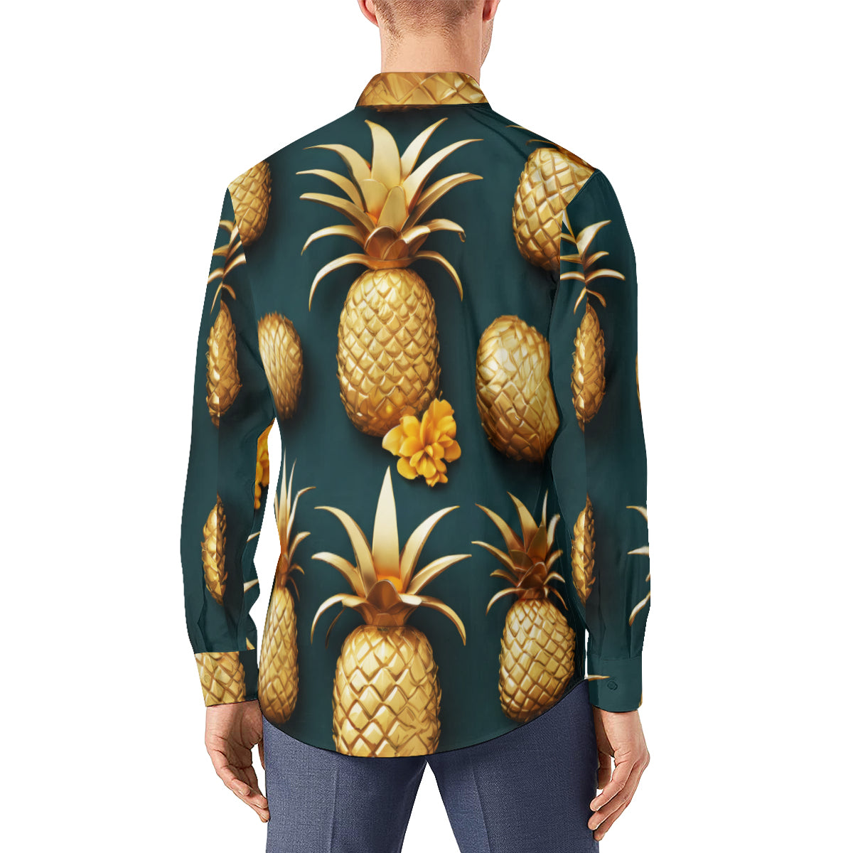 Pineapple Men's Classic Long-Sleeved Shirt | Polyester