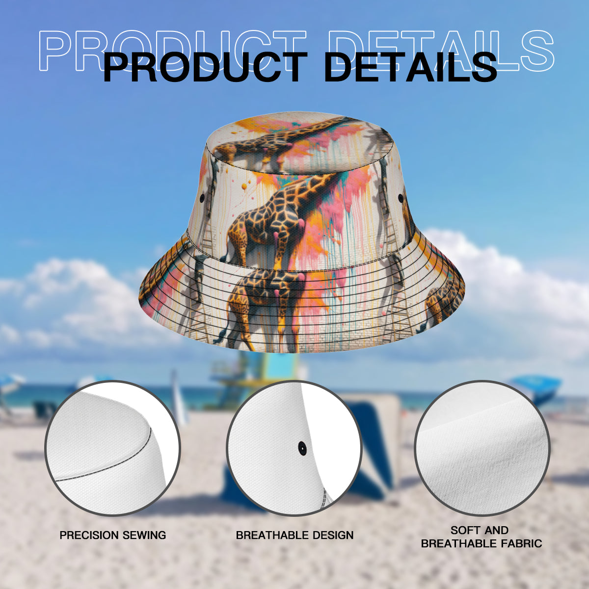 Giraffe Painting Double-Sided Unisex Polyester Bucket Hat