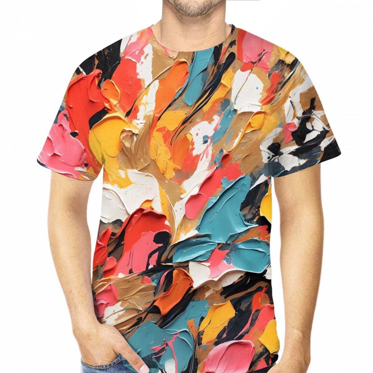 Abstract Design Men's Short-Sleeved Mesh Cloth T-Shirt｜Polyester