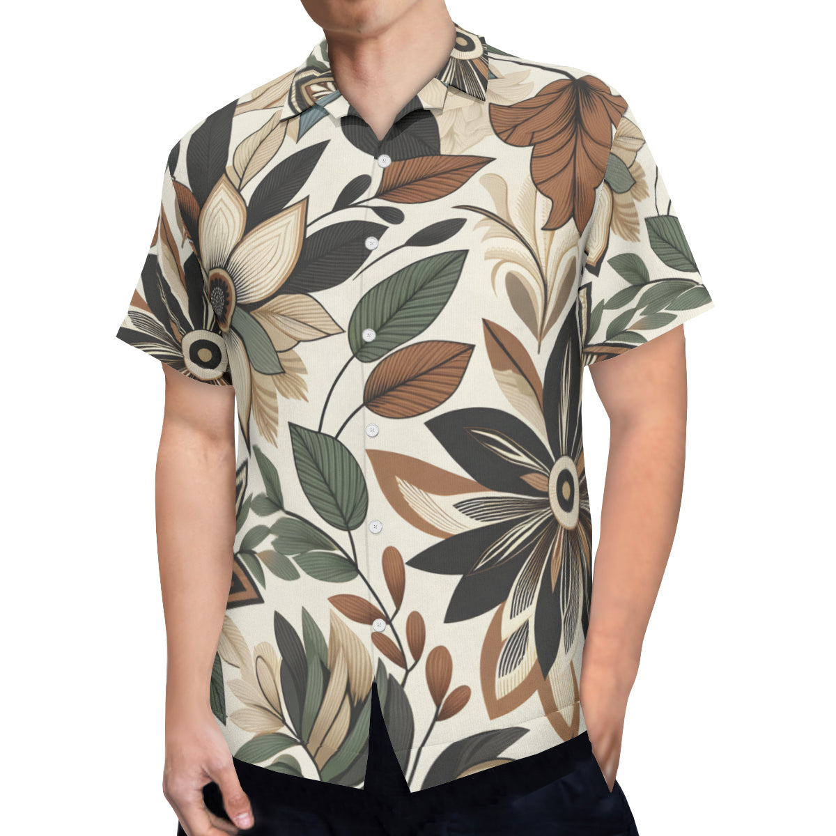 Botanical Leaves Short Sleeves Men's Shirt