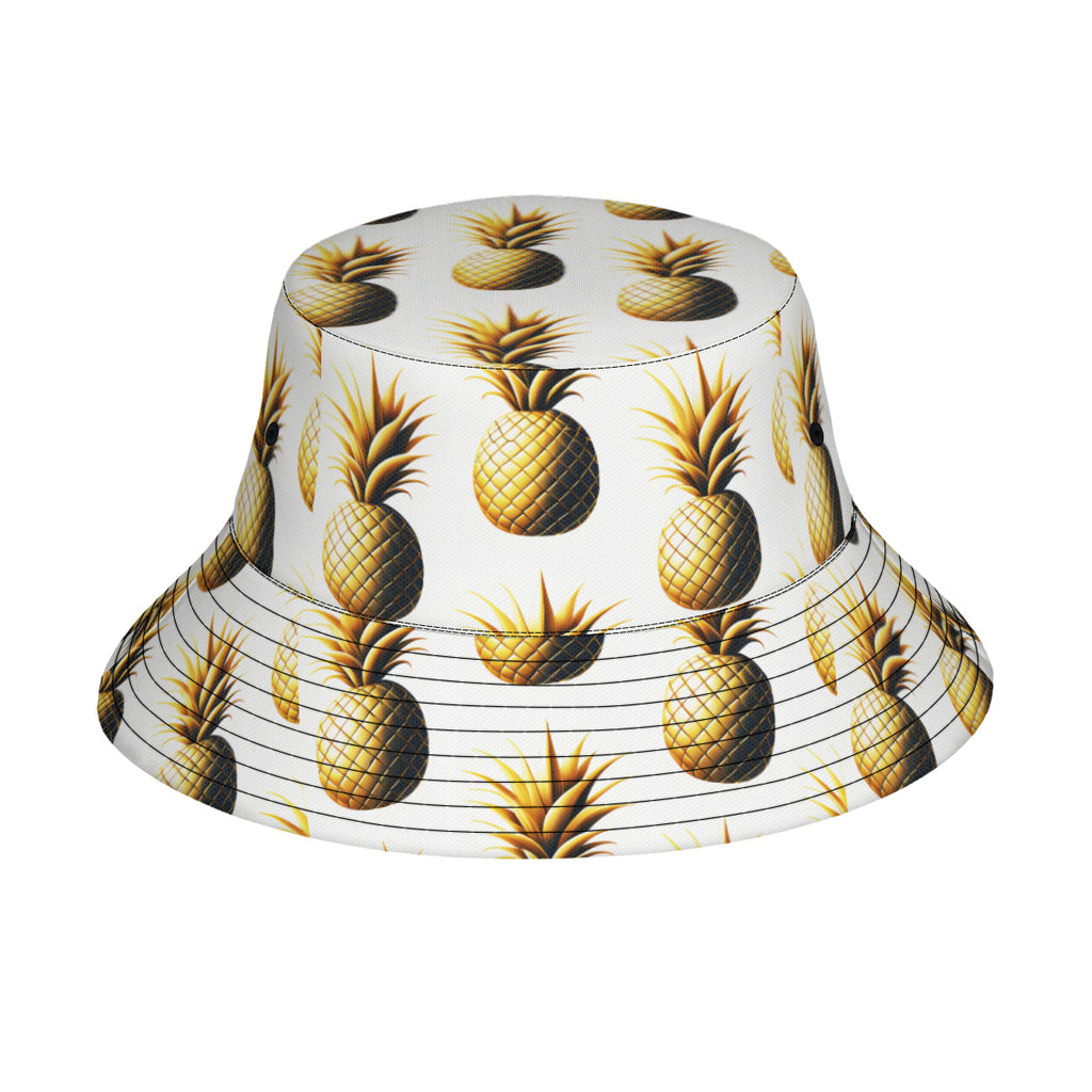 Golden Pineapple Double-Sided Unisex Polyester Bucket Hat