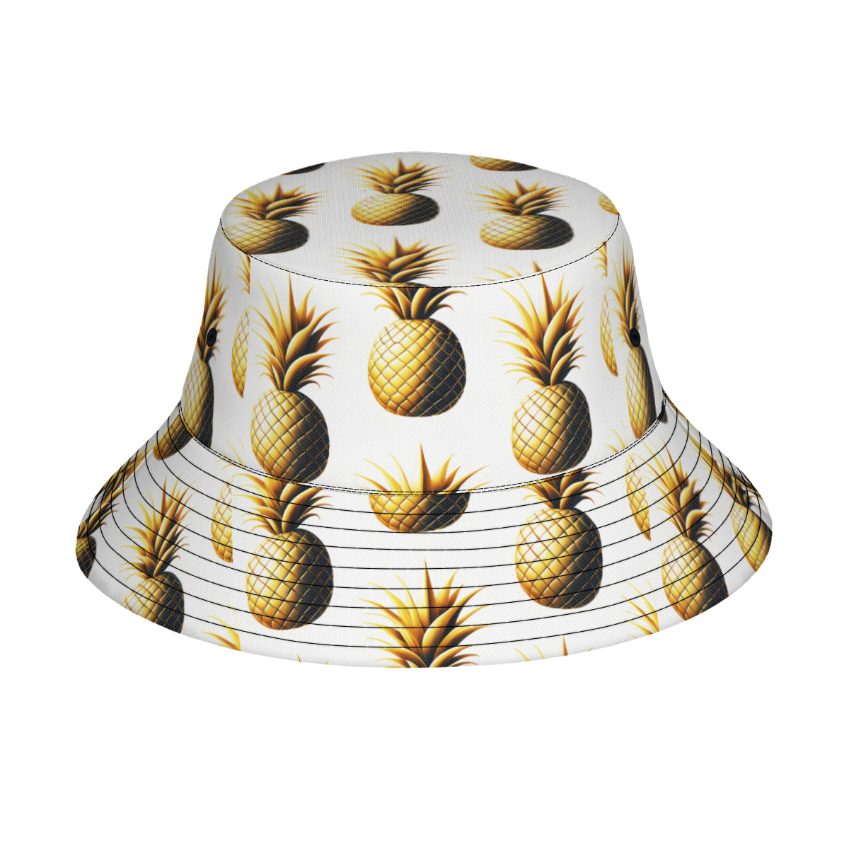 Golden Pineapple Double-Sided Unisex Polyester Bucket Hat