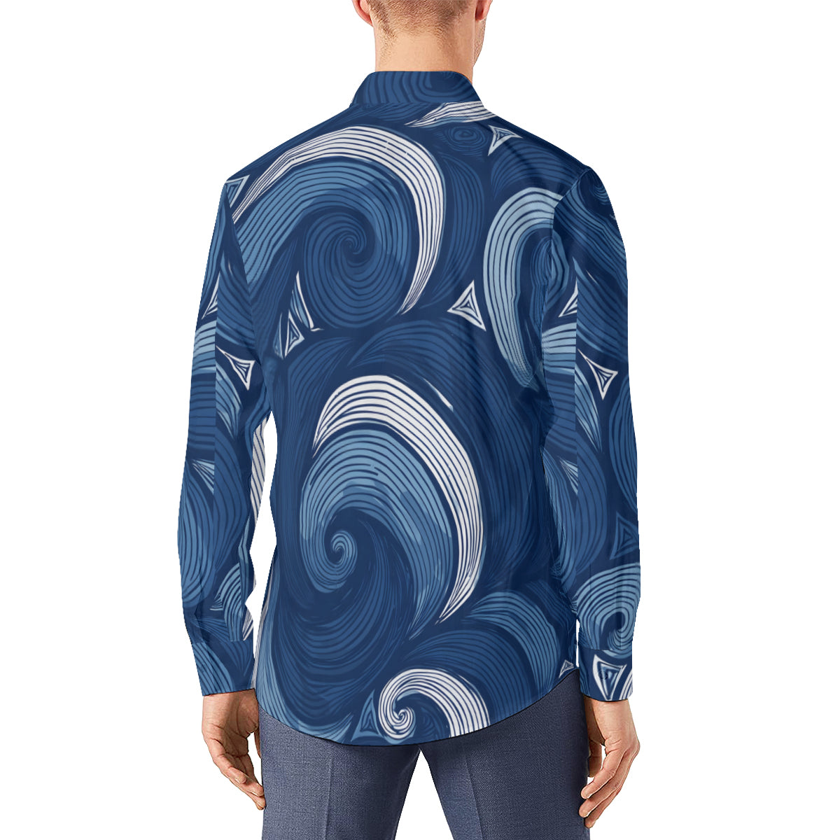 Abstract Denim Classic Long Sleeves Men's Shirt